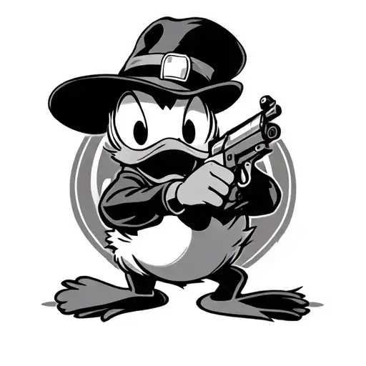 Donald Duck holding a gun tattoo design idea