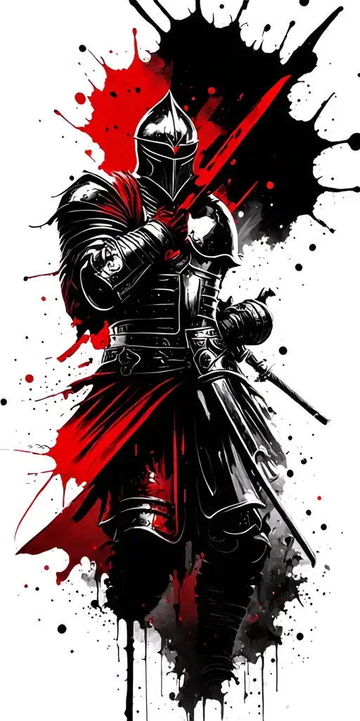 English Knight fighting tattoo design idea