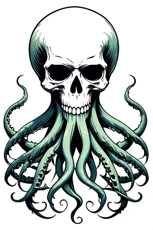 Cthulhu skull demonic tattoo design idea