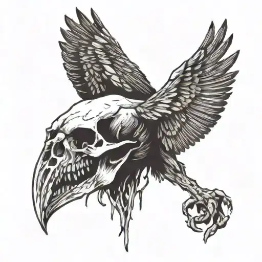 vulture skull and rotting body tattoo design idea
