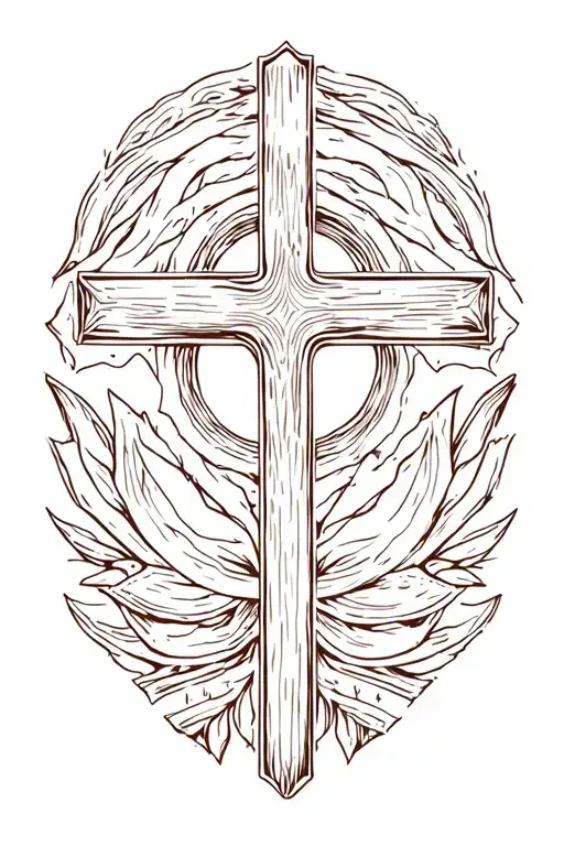 simple wooden cross tattoo design idea