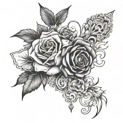Juana and Maria name incorporated tattoo design idea