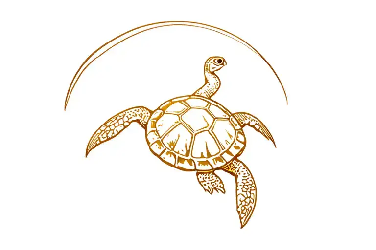 golden shellback turtle tattoo design idea