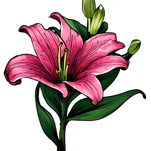 I want two pink lilies on waist without the flower stem. Just the flower it self. The body part would be lower waist. No tattoo design idea