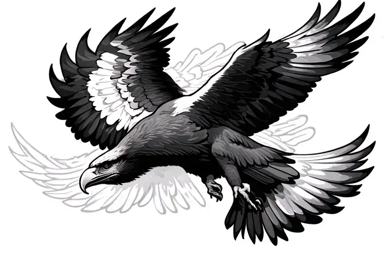 eagle and dove flying tattoo design idea