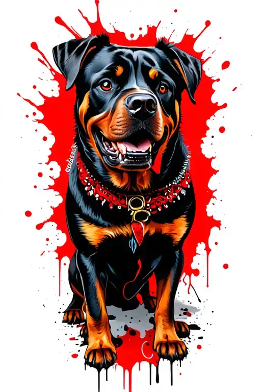 kal bhairav with a rottweiler standing side tattoo design idea