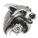 honey badger and diamonds tattoo design idea
