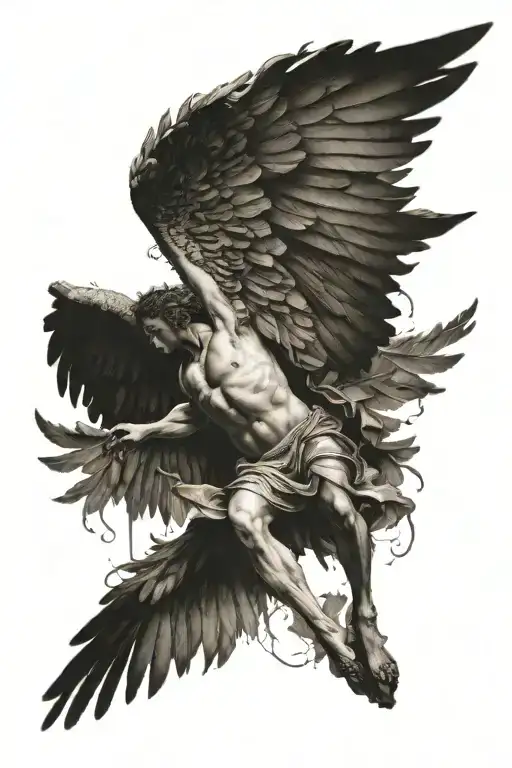 Icarus falling tattoo design idea