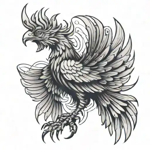 liver bird spreading wings tattoo design idea