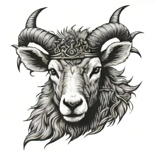 lamb with crown of thorns tattoo design idea