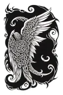 celtic angel wings spread tattoo design idea