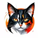 black cat, white cat and redhead cat tattoo design idea