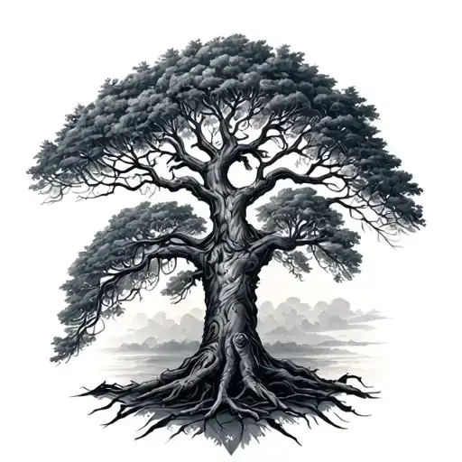 men's family tree tattoo design idea