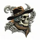western cowboy skeleton tattoo design idea
