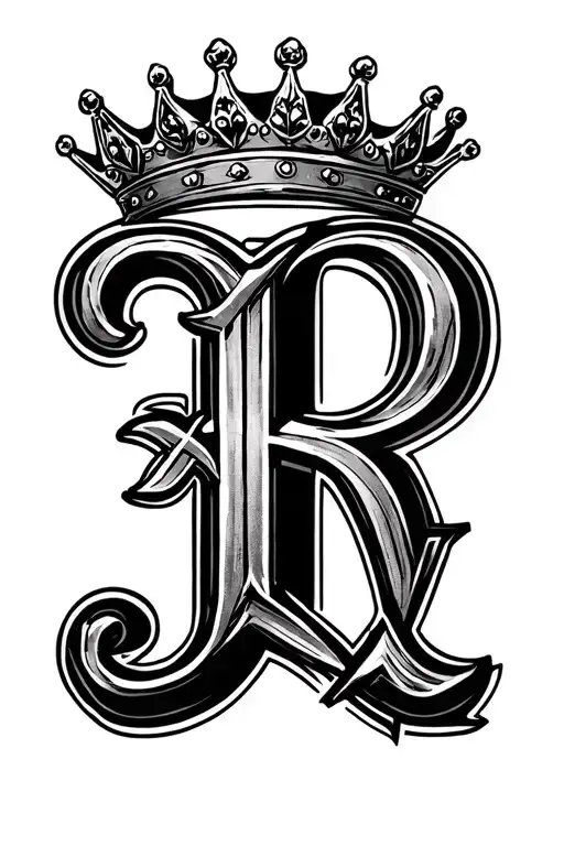 The letter R with a crown on top and XI on the bottom  tattoo design idea