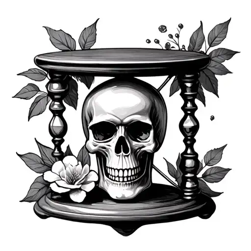 Hourglass and skull base symbolizing tattoo design idea