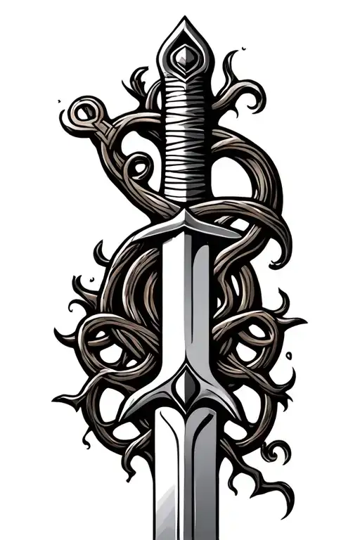 celtic tree of life handle of a sword tattoo design idea
