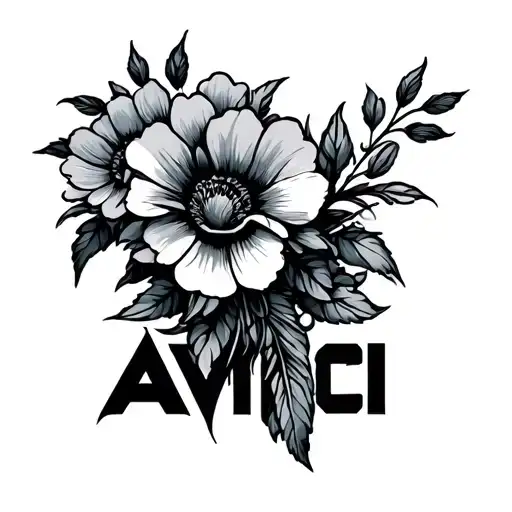 Avicii logo with flowers tattoo design idea