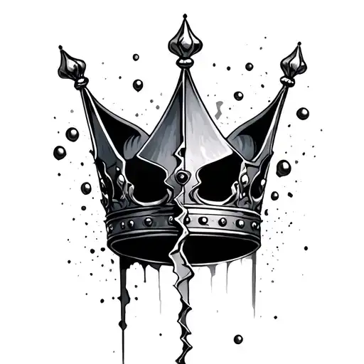 broken crown tattoo design idea