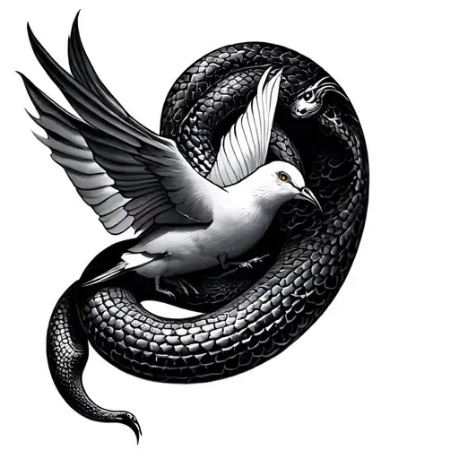 serpent and a dove tattoo design idea