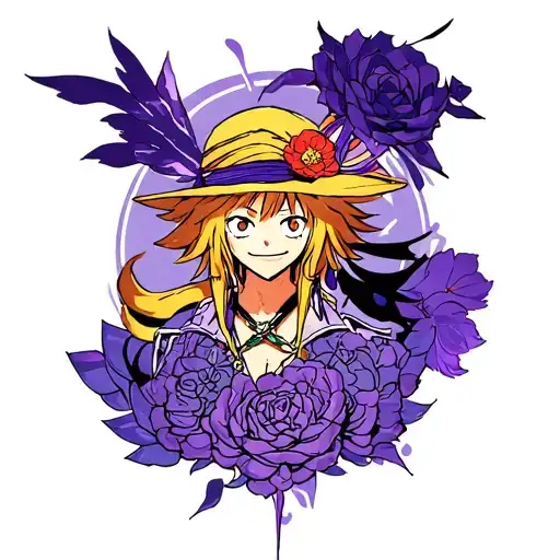 one piece x final fantasy purple tattoo design idea