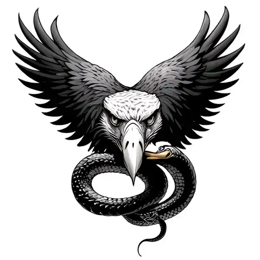 Eagle And Snake head tattoo design idea