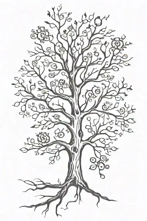 Design a tattoo of a family tree with branches shaped like different tools, symbolizing your dedication to your family and woodworking tattoo design idea