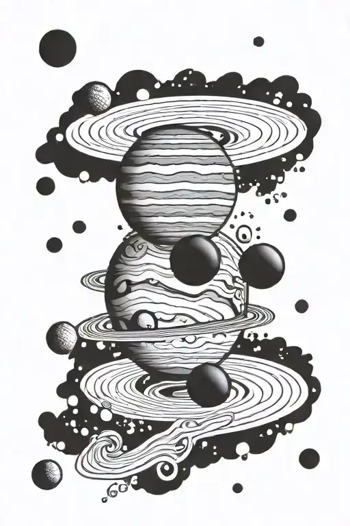 planet jupiter next to the scribbles tattoo design idea