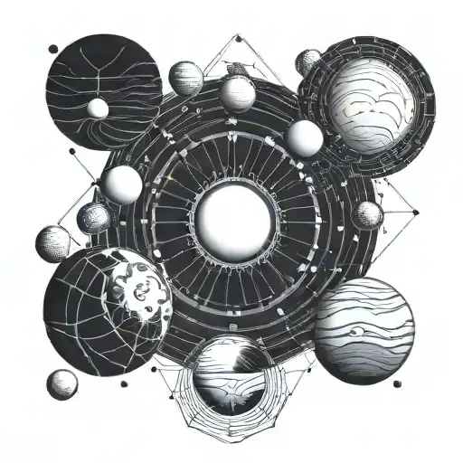 the solar system but the sun is a computer chip surrounded by planets that link to it  tattoo design idea