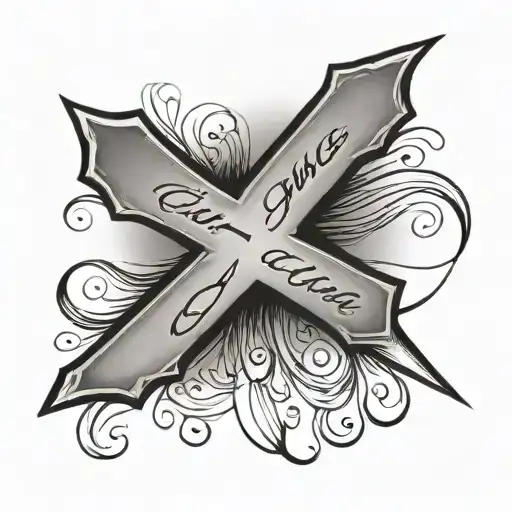 a tattoo with writing June 14 with a discreet catholic cross for communion and confirmation tattoo design idea