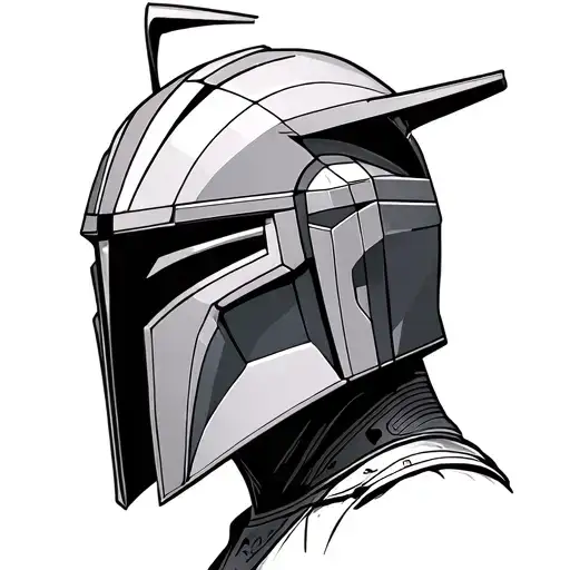 front mandalorian helmet silhouette tattoo design idea