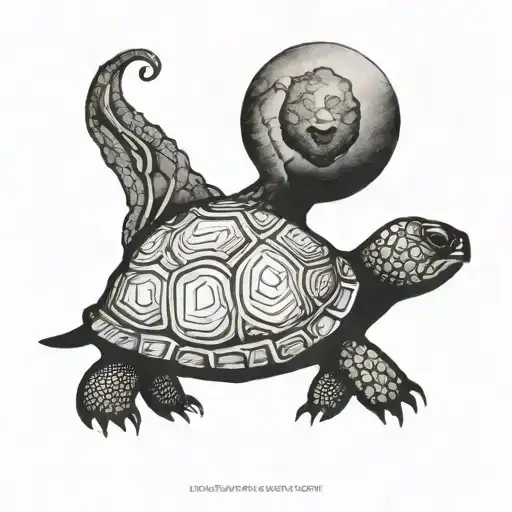 side earth tortoise tattoo design idea