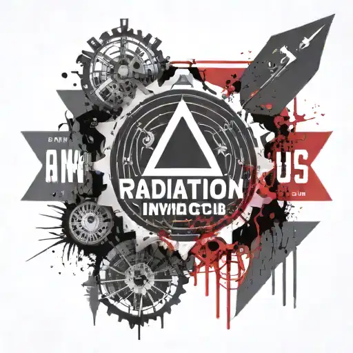 Radiation warning sign and the saying "Animus Invictus", surrounded by geometric elements tattoo design idea