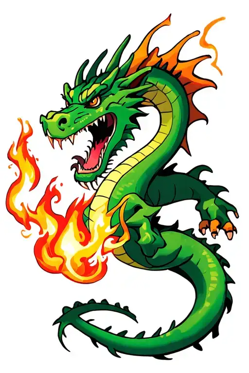 dragon breathing fire tattoo design idea