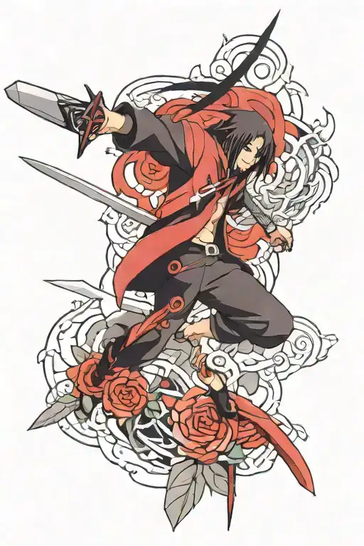 Itachi Uchiha kunai knife tattoo design idea