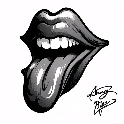 Ahegao side view long tongue tattoo design idea