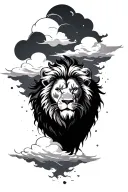 lion and clouds tattoo design idea