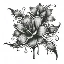 flowers with liquid dripping from the bottom tattoo design idea