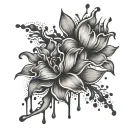 flowers with liquid dripping from the bottom tattoo design idea