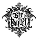 ornamental script, gothic calligraphy style, decorative, high contrast black ink strokes, saying bite the bullet tattoo design idea