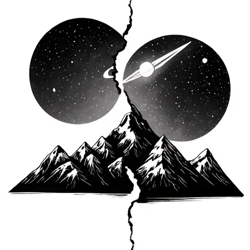 image of big dipper and little dipper over a mountain range split for a couples tattoo tattoo design idea