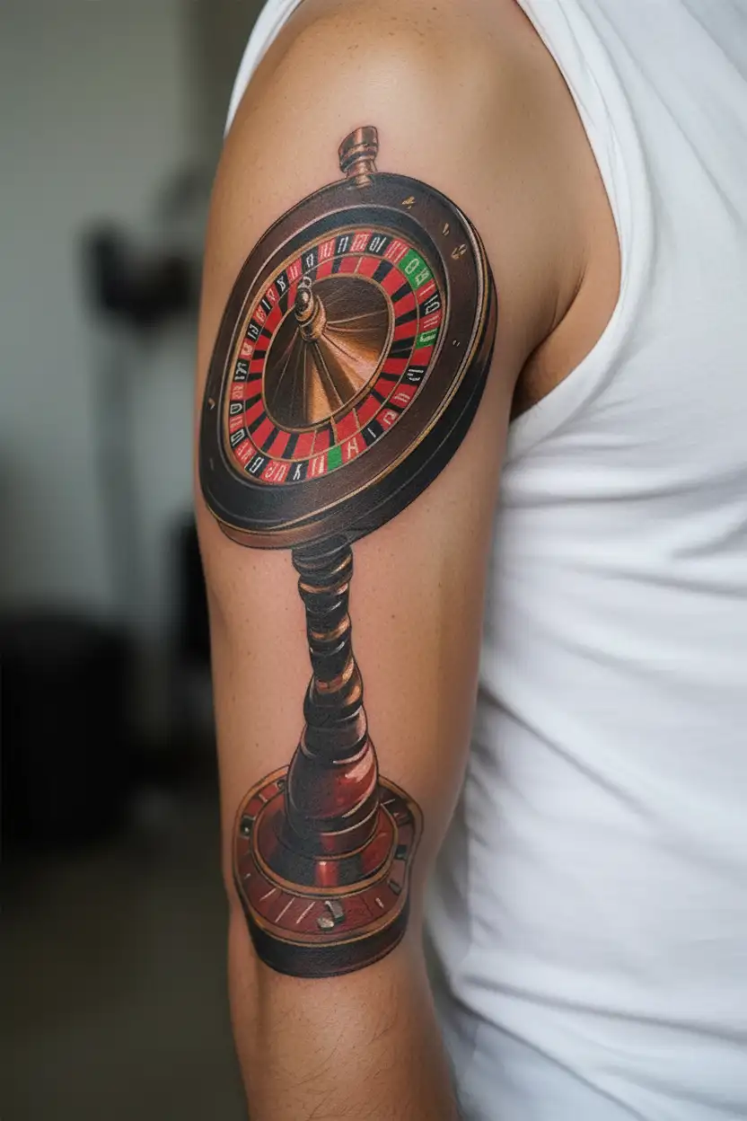 casino roulette wheel tattoo design idea
