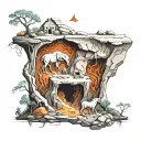 allegory of the cave painting tattoo design idea