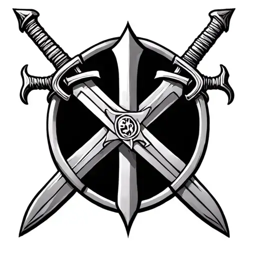 Templar cross with crossed swords tattoo design idea