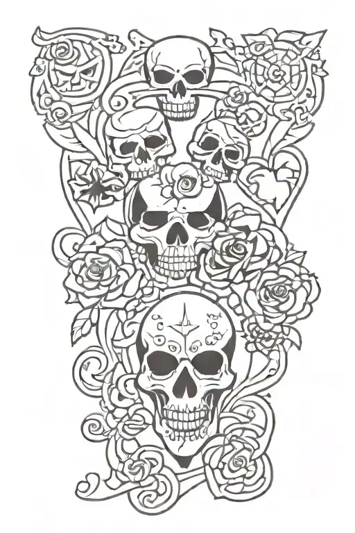 Halloween and valentines vintage tattoo design idea
