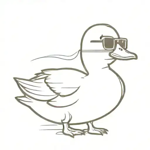 cute duck with sunglasses tattoo design idea