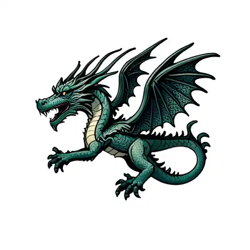 dragon with lace wings spread tattoo design idea