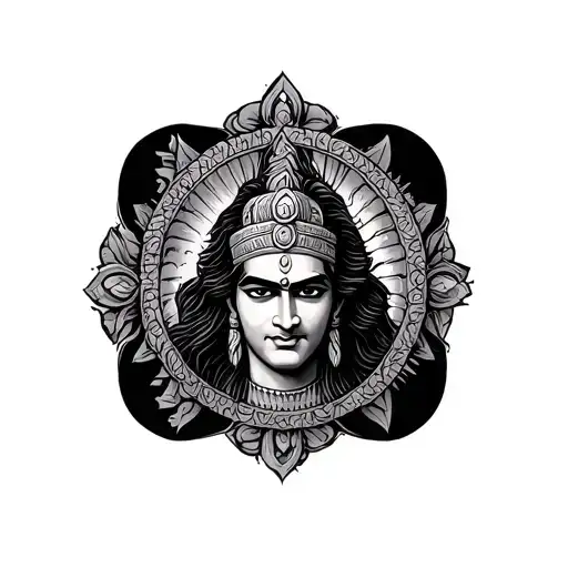 Mahabharat Karna with Duryodhana Symbol Combined tattoo design idea