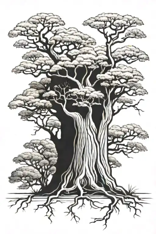 baobab tree growing tattoo design idea