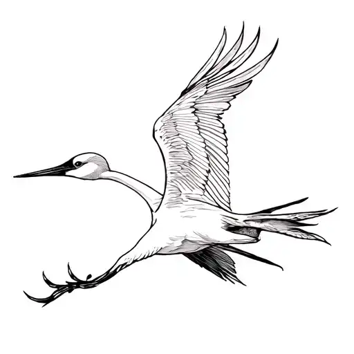 Japanese crane flying tattoo design idea